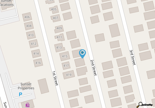 Dog-friendly home 1 block from the beach with great deck, patio & central AC map location