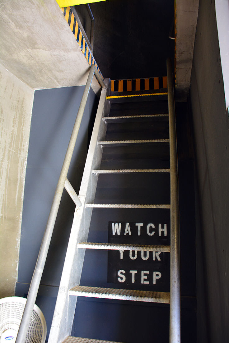 Ladder stairs at the base of the Oak Island Lighthouse